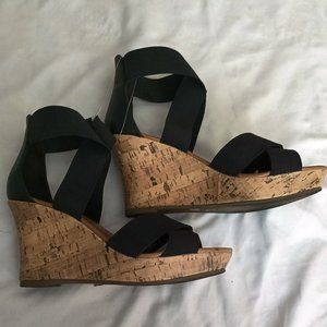 Arizona Brand Black Brown Cork Strapped Platform